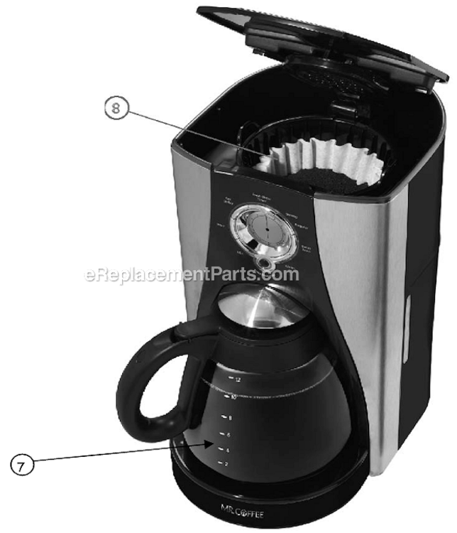 Page A Diagram and Parts List for BVMC-LMX43WM  Mr Coffee Coffee Maker